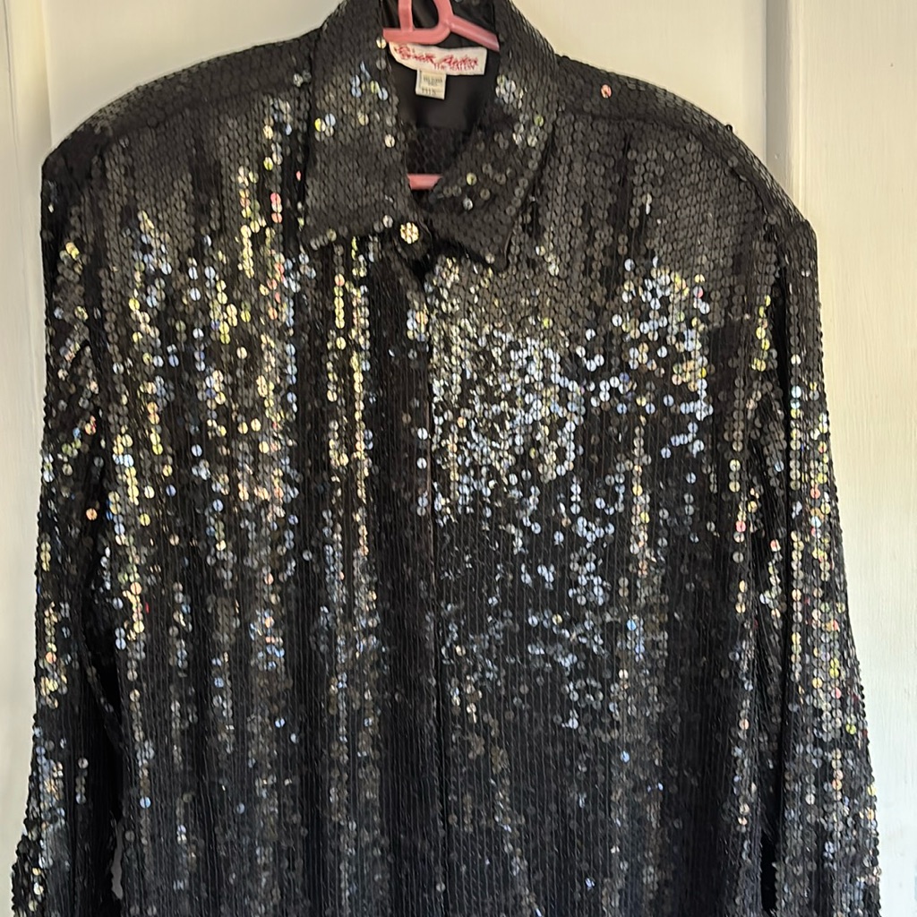 Festive Vintage 80s Elizabeth Arden Red Door Sequin Blouse